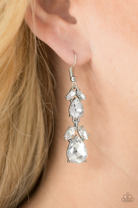 Trophy Hall - White Bling Paparazzi Earrings