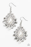 Trophy Trove - White Bling Paparazzi Earrings