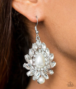 Trophy Trove - White Bling Paparazzi Earrings