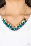 Tropical Storm Gold - Blue Paparazzi Necklace