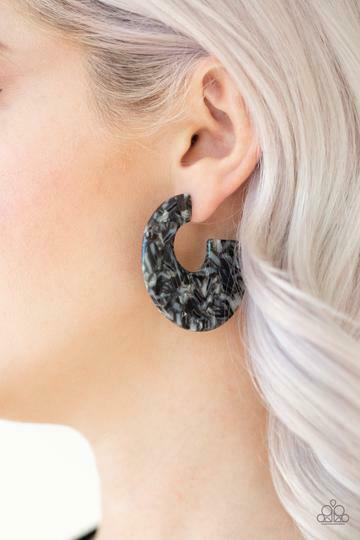 Tropically Torrid - Black Acrylic Paparazzi Earrings