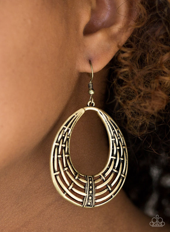 Tundra Texture - Brass Paparazzi Earrings