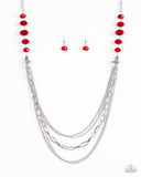 Turn It Up Town - Red Paparazzi Necklace