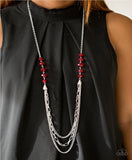 Turn It Up Town - Red Paparazzi Necklace