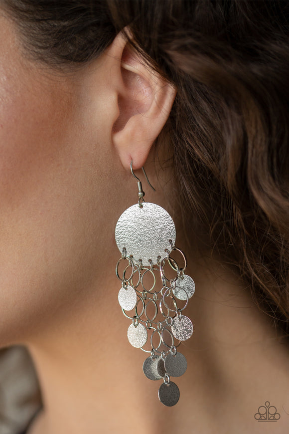 Turn On The BRIGHTS - Silver Paparazzi Earrings