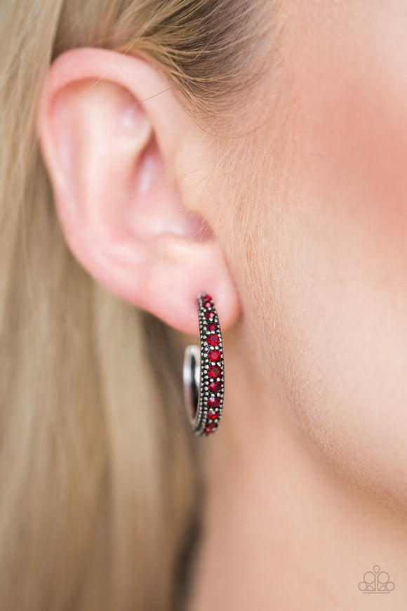 Twinkling Tinseltown - Red Paparazzi Earrings