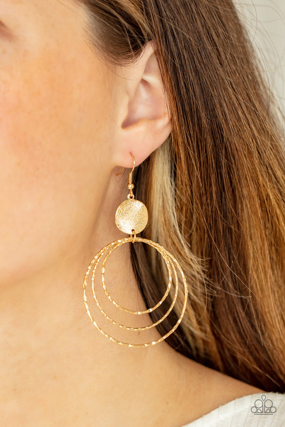 Universal Rehersal - Gold Paparazzi Earrings