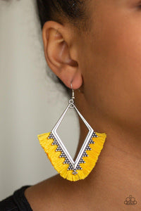 When In Peru - Yellow Paparazzi Earrings