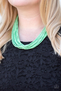 Wide Open Spaces - Green Seed Bead Paparazzi Necklace