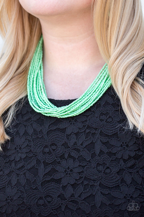 Wide Open Spaces - Green Seed Bead Paparazzi Necklace