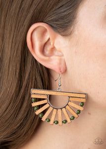 Wooden Wonderland - Green Paparazzi Earrings