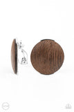 Woodwork It - Brown Clip-on Paparazzi Earrings