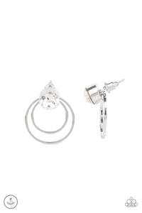 Word Gers Around - White Bling Paparazzi Earrings