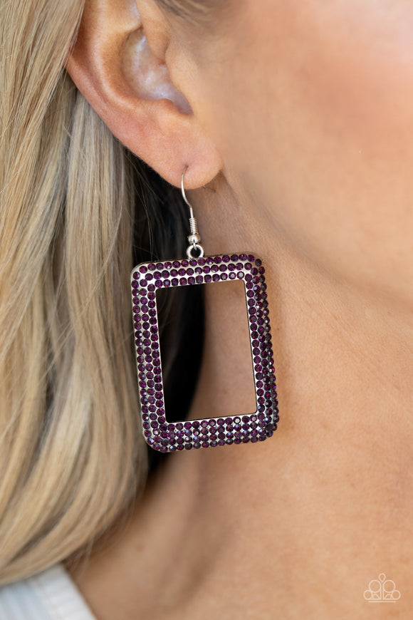 World FRAME-ous - Purple Paparazzi Earrings